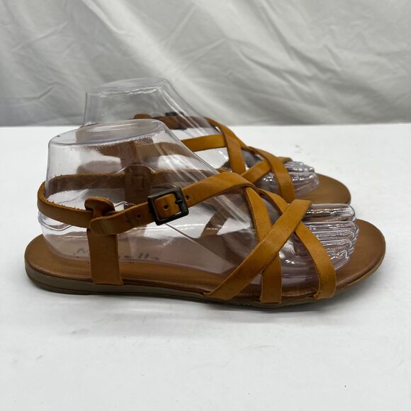 Mariella Made in Italy Brown Caged Ankle Open Toe Sandal Flats- Women's 8.5 -New - Picture 3 of 11